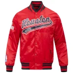 Houston Rockets Script Tail Full-Snap Red Satin Jacket