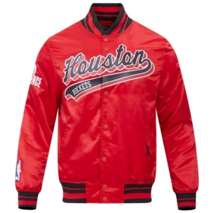 Houston rockets script full snap satin varsity jacket red 7