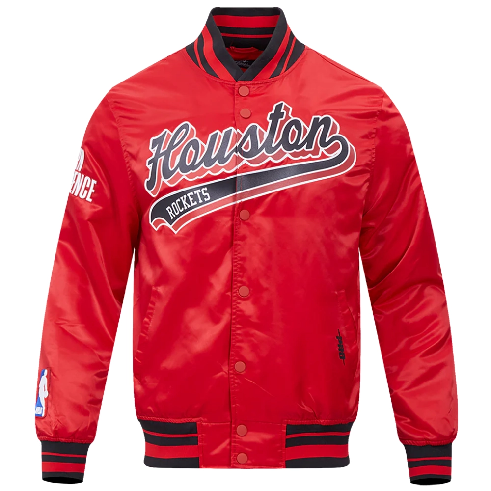 Houston rockets script full snap satin varsity jacket red 7