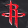 Houston rockets script tail womens full snap satin varsity jacket black 1