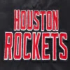 Houston rockets script tail womens full snap satin varsity jacket black