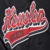 Houston rockets script tail womens full snap satin varsity jacket black 2