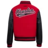 Houston rockets script womens wool leather varsity jacket red black 2