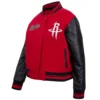 Houston rockets script womens wool leather varsity jacket red black 3