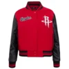 Houston rockets script womens wool leather varsity jacket red black 4