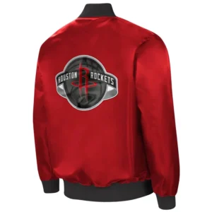 Houston rockets the ambassador satin varsity jacket red 3