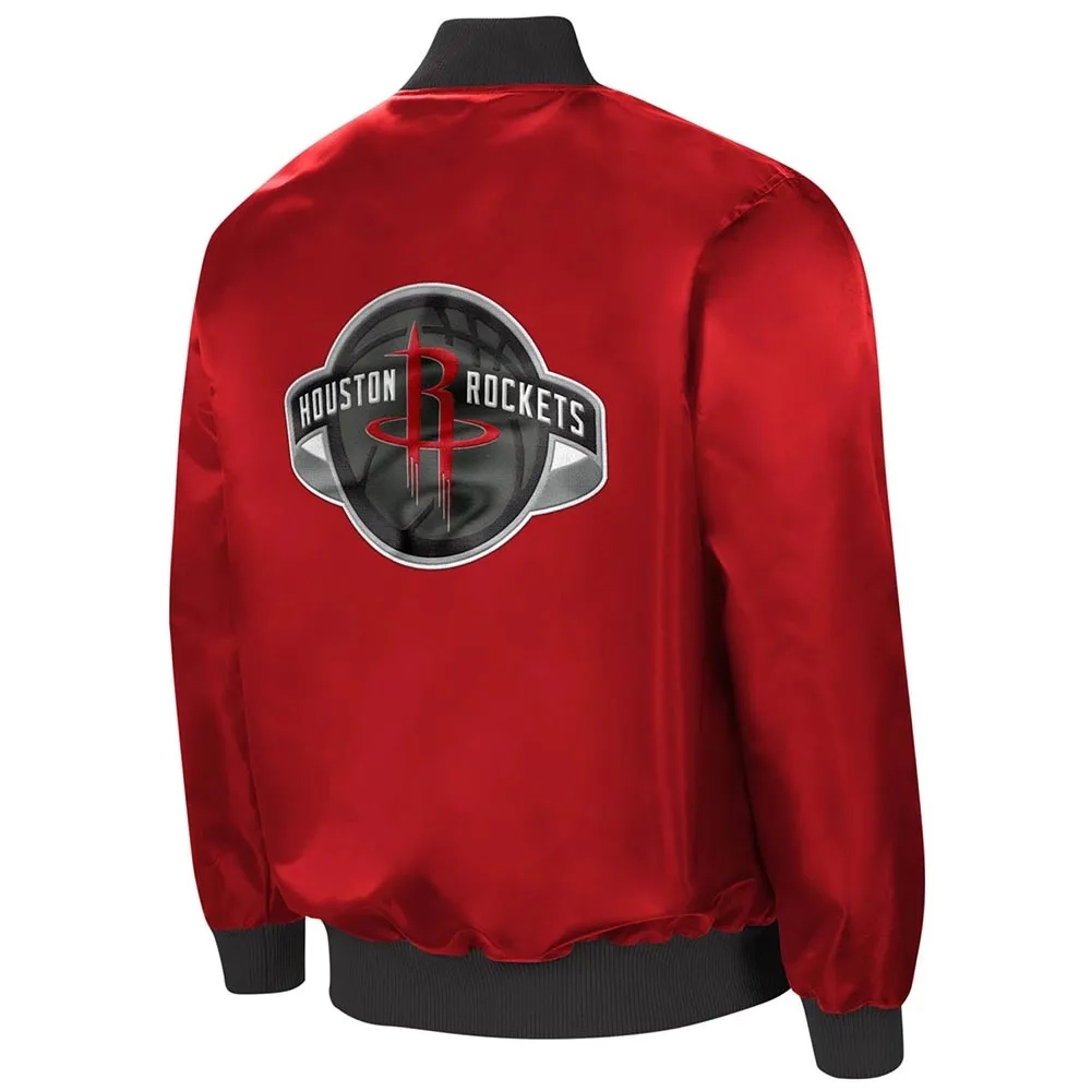 Houston rockets the ambassador satin varsity jacket red 3