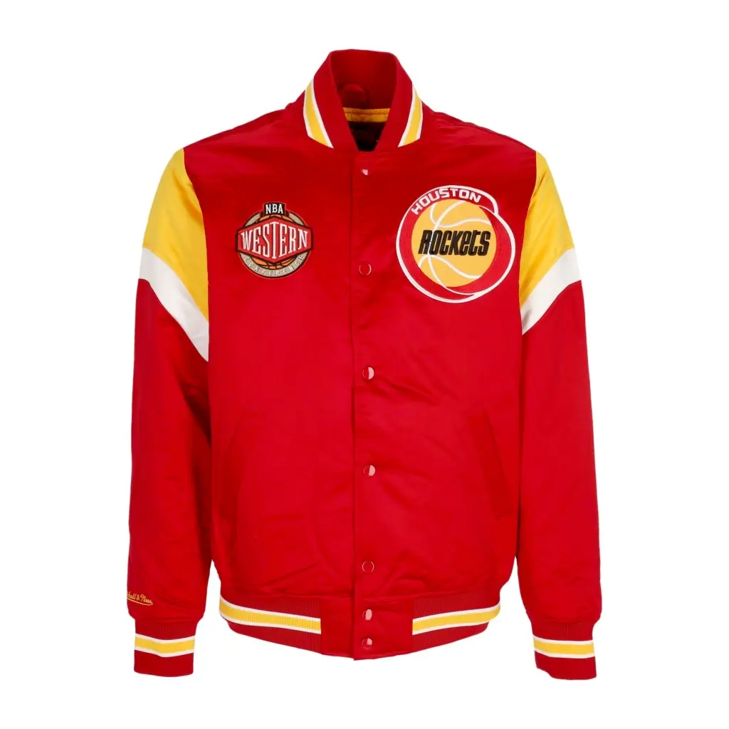 Houston rockets western logo red satin varsity jacket 1