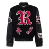 Houston rockets wool leather old english varsity jacket black 1