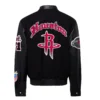 Houston rockets wool leather old english varsity jacket black 2