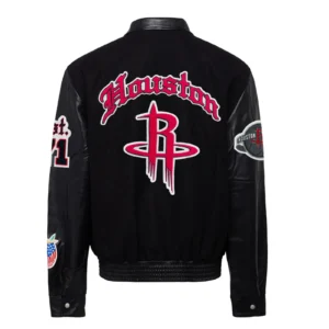 Houston rockets wool leather old english varsity jacket black 2