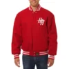 Houston rockets wool varsity jacket red 1