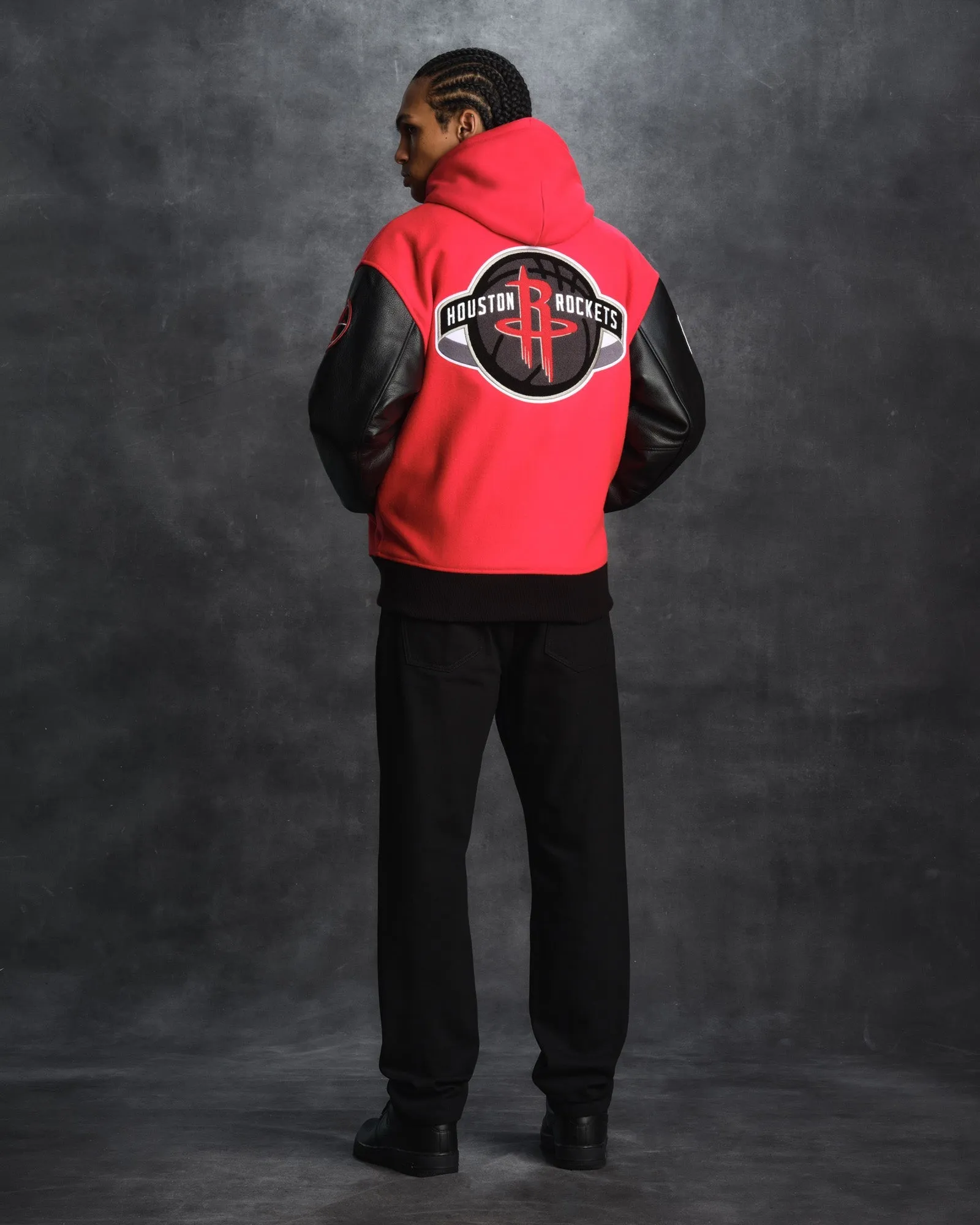 Houston rockets x nba wool leather varsity jacket