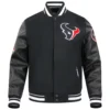 Houston texans classic old english rib wool varsity jacket