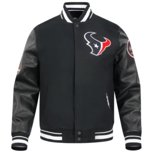 Houston texans classic old english rib wool varsity jacket