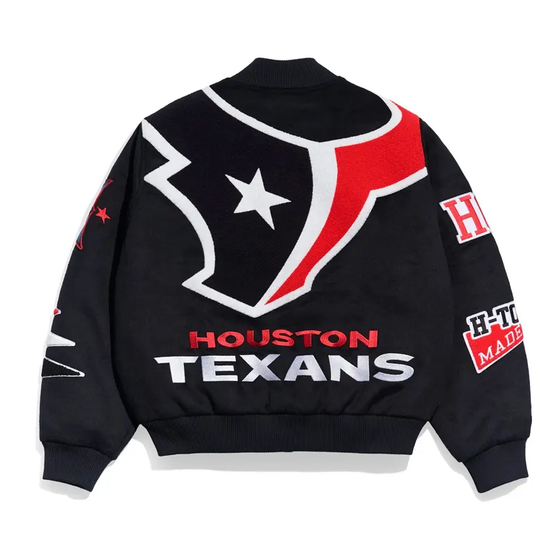 Houston texans pennant navy varsity wool jacket