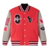 Houston texans red grey full snap wool jacket