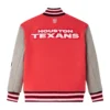 Houston texans red grey full snap wool varsity jacket