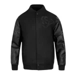 Houston Texans Triple Black Wool/Leather Jacket