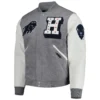 Howard bison graywhite classic wool leather varsity jacket