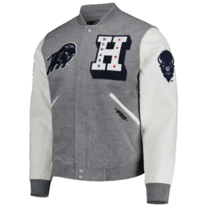 Howard bison graywhite classic wool leather varsity jacket