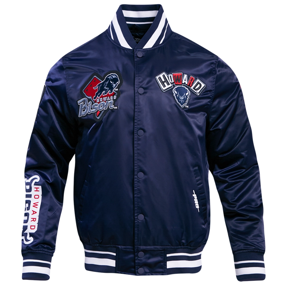 Howard bison homecoming full snap satin varsity jacket