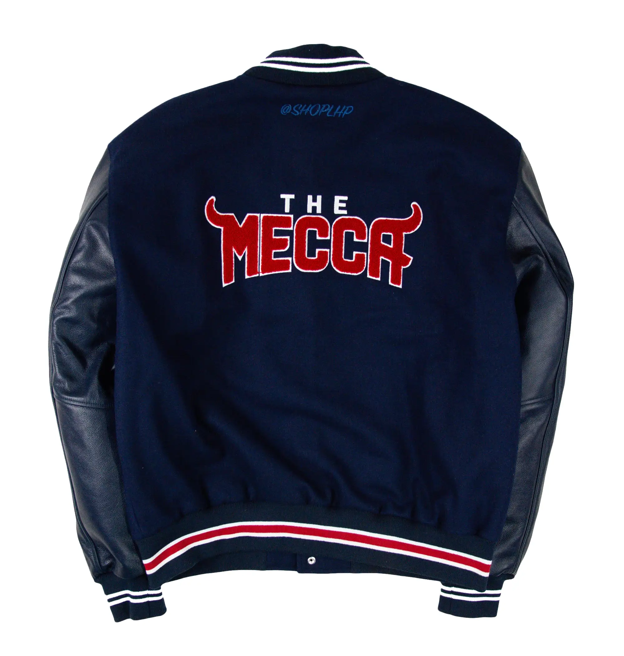 Howard university motto 30 navyblack wool leather varsity jacket 2