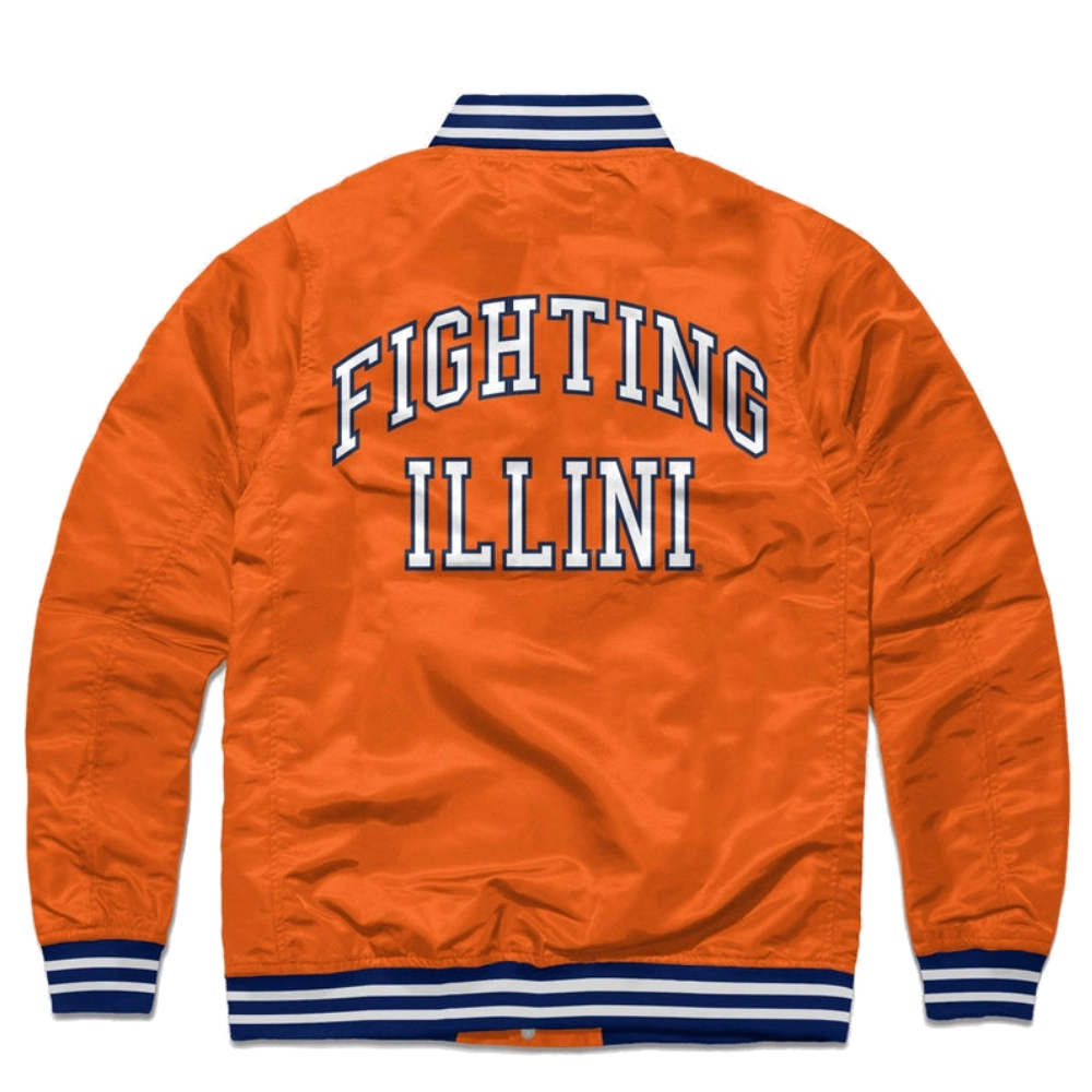 Illinois fighting illini vintage satin varsity jacket orange 1 1