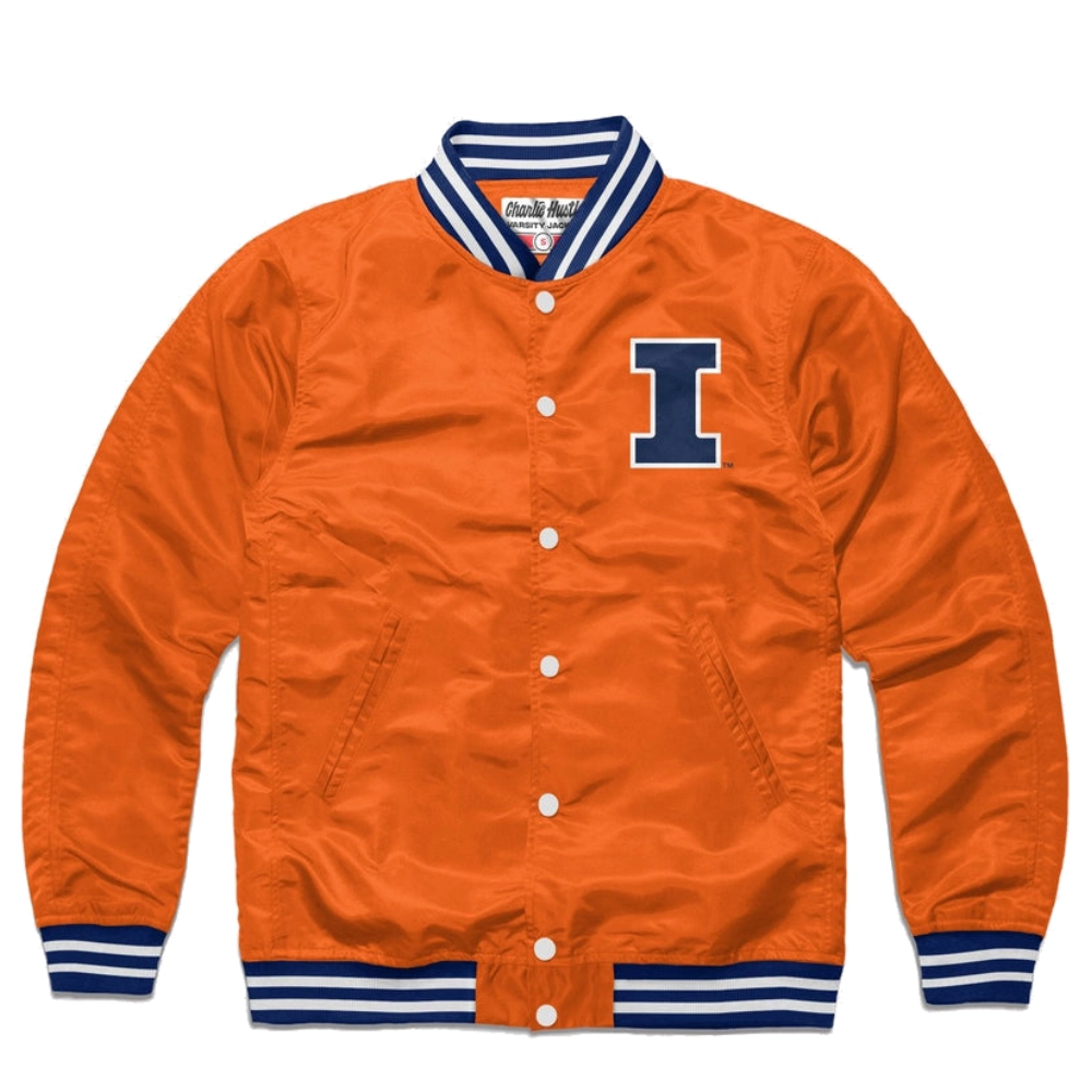 Illinois fighting illini vintage satin varsity jacket orange 1