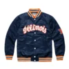 Illinois script college navy satin varsity jacket 1