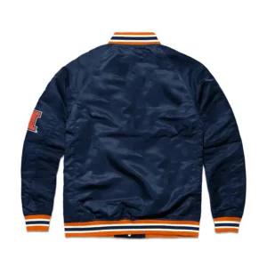 Illinois script college navy satin varsity jacket 2