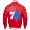 Imagephiladelphia 76ers script tail full snap satin varsity jacket red 2