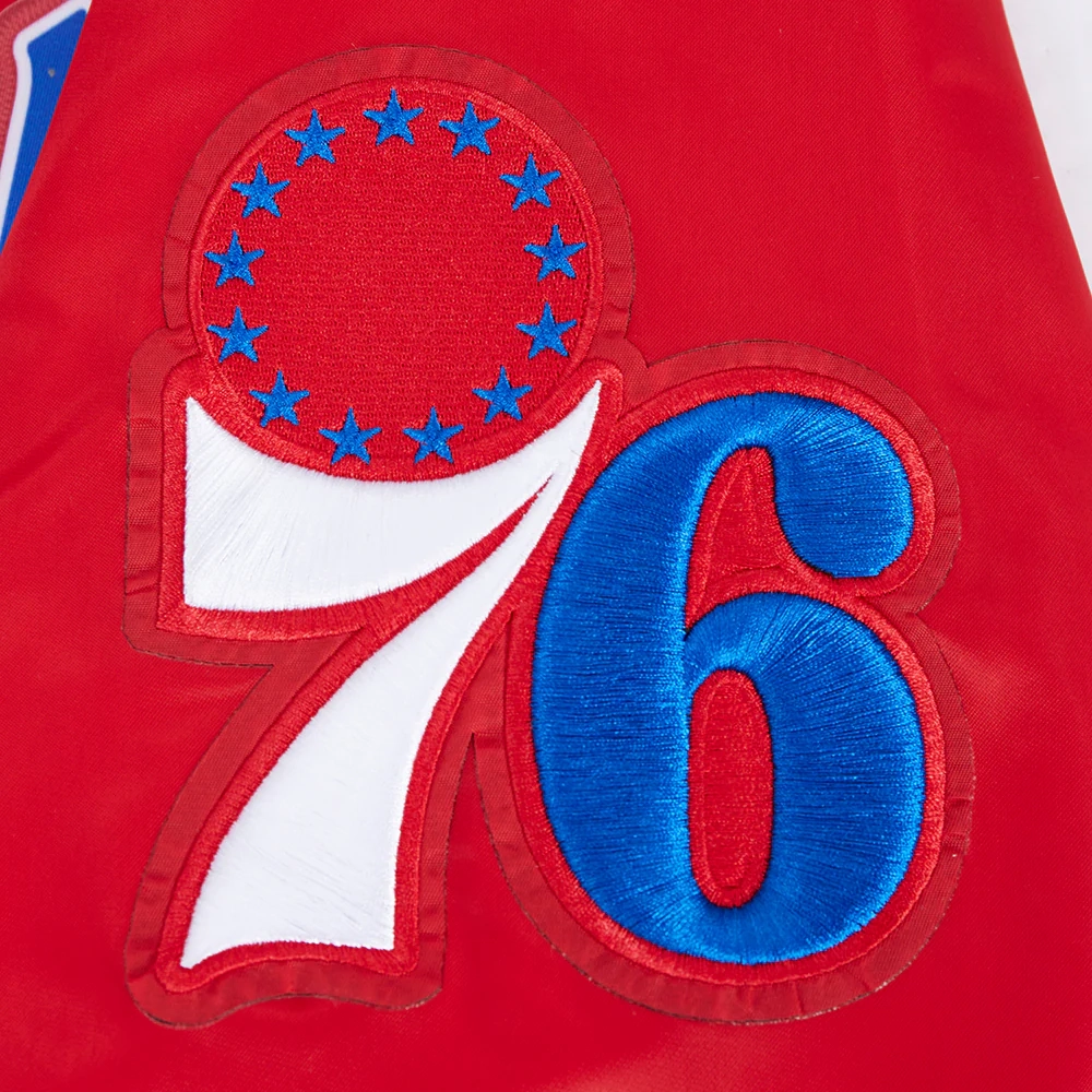 Imagephiladelphia 76ers script tail full snap satin varsity jacket red