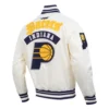 Indiana pacers best of mens cream varsity jacket