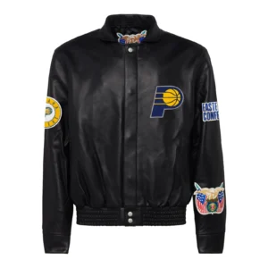 Indiana pacers jeff hamilton full leather jacket black 1