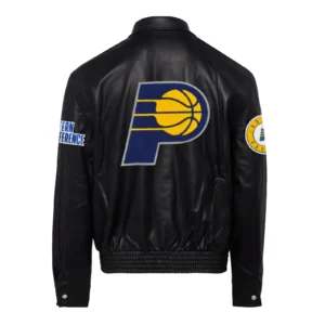 Indiana pacers jeff hamilton full leather jacket black 2