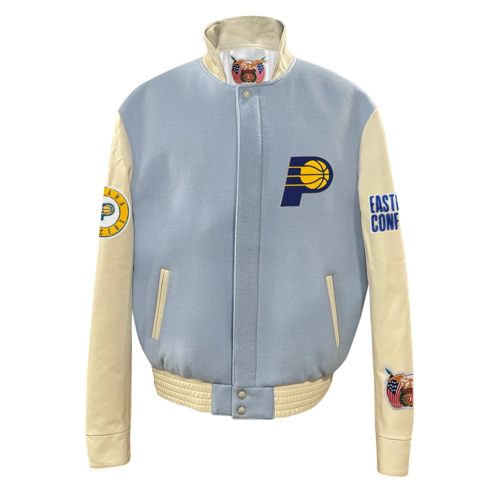 Indiana pacers old englis wool leather varsity jacket white black 1 1