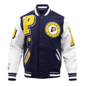 Indiana pacers pro standard mashup wool and leather varsity jacket 2