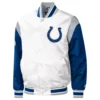 Indianapolis colts pitch full snap satin varsity jacket white blue 1