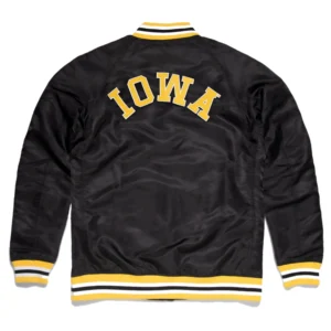 Iowa hawkeyes full snap satin varsity jacket black 1 1