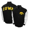Iowa hawkeyes full snap wool leather black varsity jacket