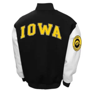 Iowa hawkeyes full snap wool leather jacket
