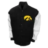Iowa hawkeyes full snap wool leather varsity jacket