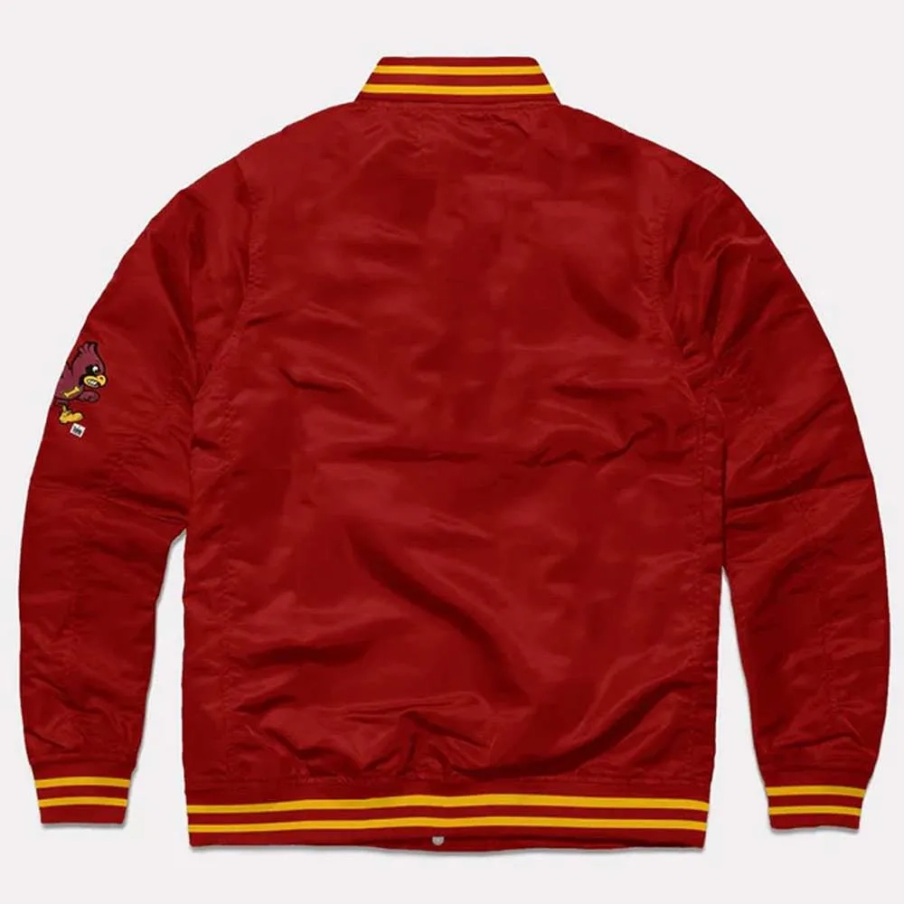 Iowa state cyclones script burgundy satin varsity jacket
