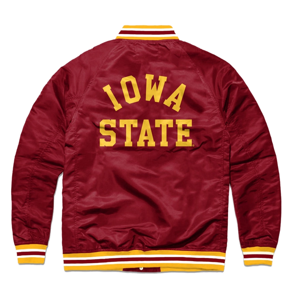 Iowa state full snap satin varsity jacket red 1 1