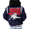 Jackson state tigers collegiate luxe wool bomber navy jacket