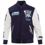 Jackson State Tigers Homecoming Navy Wool/Leather Jacket
