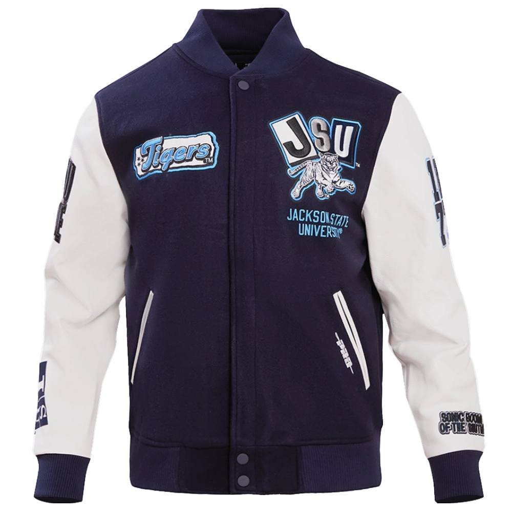 Jackson state tigers homecoming full snap satin varsity jacket