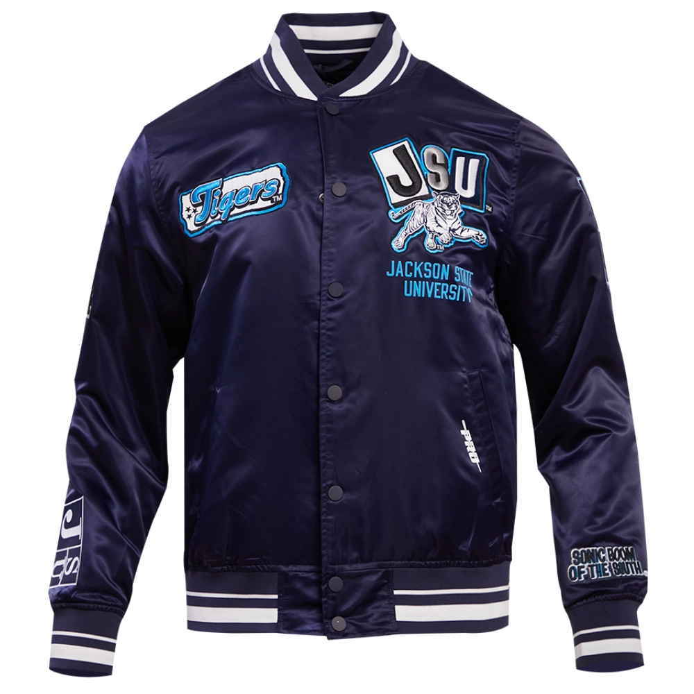 Jackson state university pro standard full snap satin varsity jacket 1