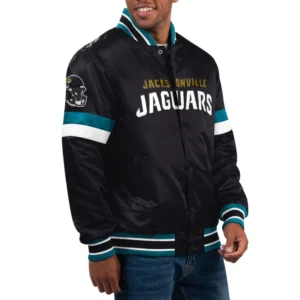 Jacksonville jaguars home game satin varsity jacket black 1